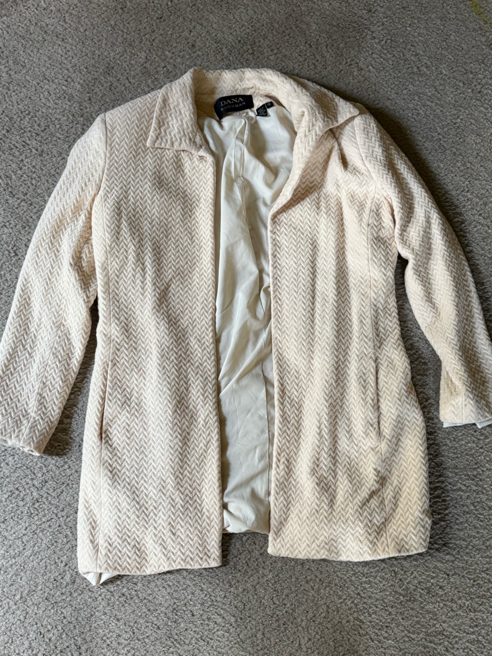 Dana Buchman Textured Lined Jacket Blazer Winter Coat Wool Buttons